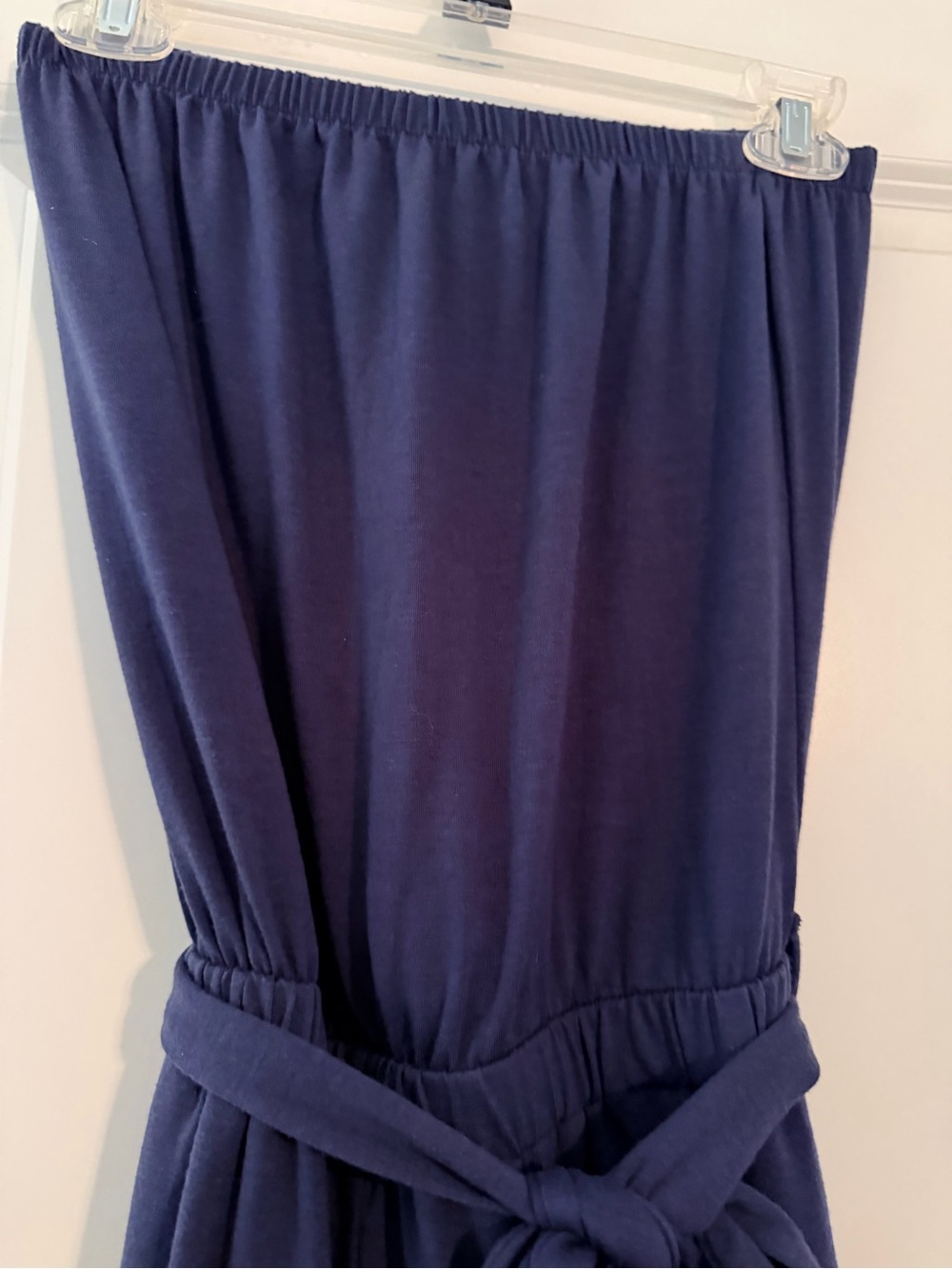 ZESICA Women’s Off Shoulder Navy Strapless Belted Wide Leg Jumpsuit Romper - Picture 13 of 13